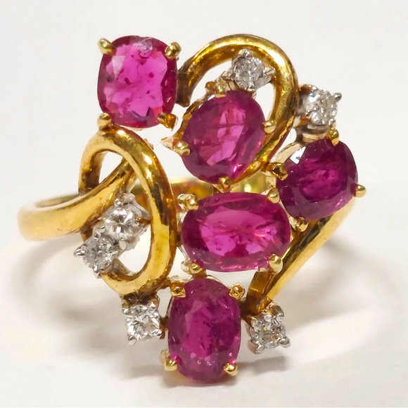 ❤️Host Pick❤️ 14K Retro Natural Ruby Diamond Ring - Elegant Midcentury Vintage - Picture 2 of 14
